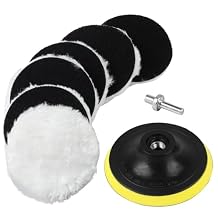 6 Piece 4 Inch Wool Buffing Pad, for Car Polishing and Waxing, Painting Tabletops, Old Leather Sofas, Tile PolishingDrill Buffer Connecting M10 Drill Adapter, Buffing Pads