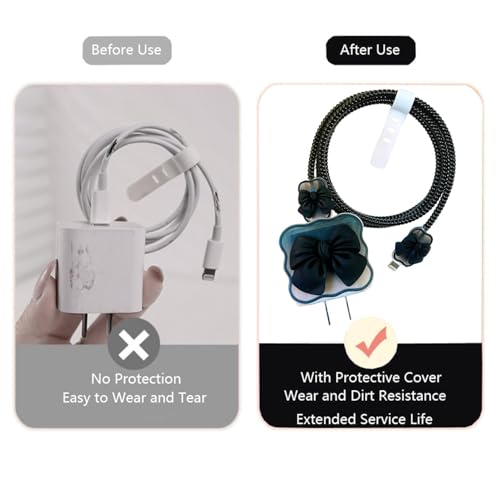 Image of CERLINK Charger Protector Combo Set for iPhone 18W /20W with Cute Protective Cover & Zipper Storage Pouch | Stylish Charging Accessory Gift Set (Pink Bow)