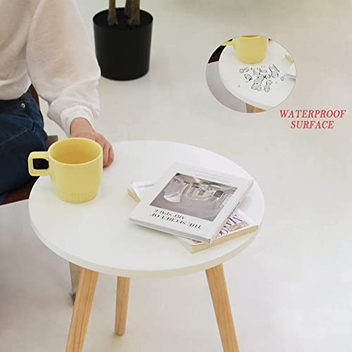 Awasen Round Side Table, Small Accent Table Nightstand Modern End Table For Living Room Bedroom Office Small Spaces, 16''D X 19.5''H (White) #TOP4