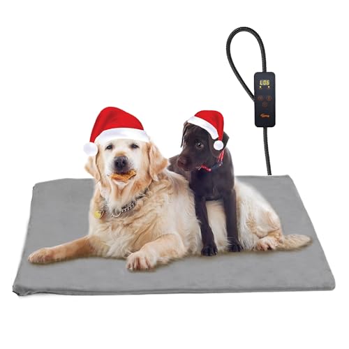 Toozey Tappetino Riscaldante per Cani e Gatti Tappeto Riscaldante per Animali Domestici Elettrico Regolabile Timer e per Temperatura per Cani e Gatti Neonati/Piccoli/Anziani, Grigio - XXL (120 * 70cm)