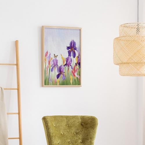 Pintura de puntos de diamante de mariposas y flores iris para adultos y principiantes 6