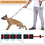 VIVAGLORY Hundeleine Edelstahl Toughbite Hundeleine Bissfest, Welpenleine Führleine mit Doppelgriff & 2 Griffen für Hausleine Joggingleine, Kette Metall Edelstahl & Bissfest für Hunde, 180cm, Rot