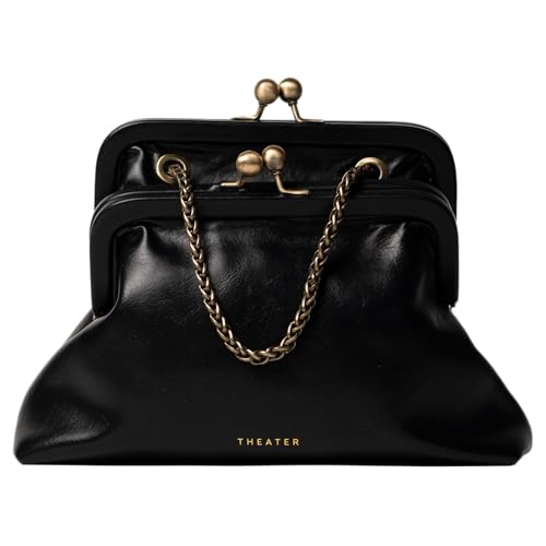 Image of Theater Francesca Vintage Kisslock Clutch Bag for Women Elegant Chain Shoulder Handbag with Structured Frame