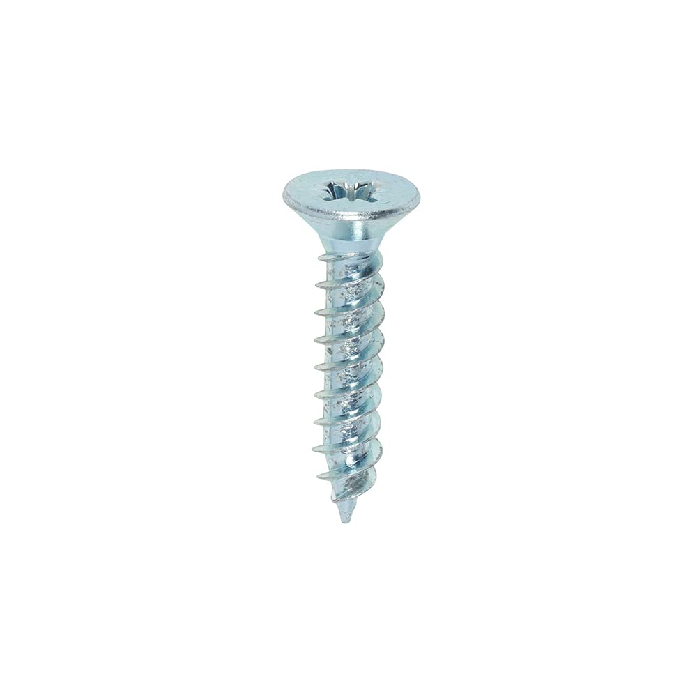 Timco Silver Twin-Threaded Woodscrews - Pz - Double Countersunk - 10 X 1 - Zinc Plated - Box Of 200
