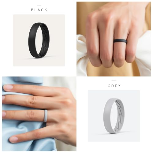 Image of ThunderFit Silicone Rings for Him and Her, Rubber Engagement Bands Unisex - 1 /4 /5 /7 /8 Variety Multipack