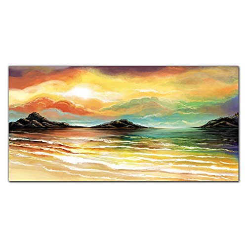 Impression sur verre acrylique de coucher du soleil pour salon moderne