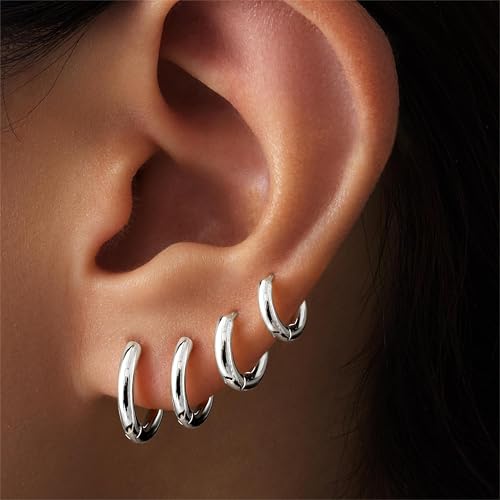 316L Surgical Stainless Steel Hoop Earrings Set for Women 6mm 8mm 10mm 12mm Hypoallergenic Lightweight Cute Mini Cartilage Helix Targus Conch Rook Lobes Sleeper Everyday Earrings for Multiple Piercing3