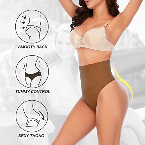 Image of Werena Thong Shapewear for Women Tummy Control Seamless High Waist Body Shaper Underwear Shaping Panties