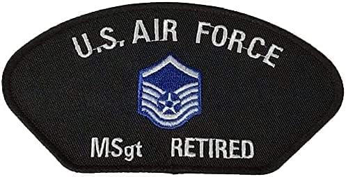 Patch USAF Air Force Master Sergeant MSgt E-7 Retired Patches Army Sew Iron on Embroidered Applique Patches Logo Emblem Military Tactical Morale Untidet State.