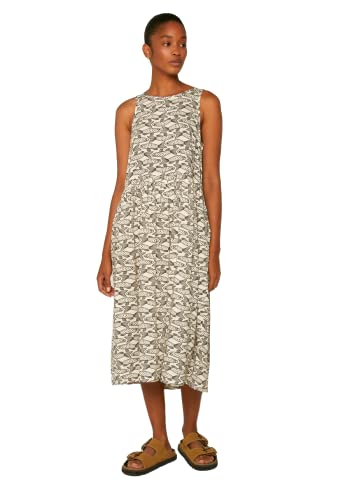 Compania Fantastica Vestido midi sin mangas con estampado de peces monocromo, crema, 42