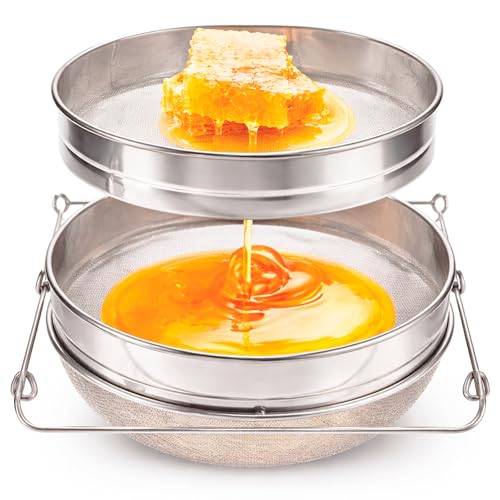 SunVara Parent Honey Strainer Filter Honey Filter 2 Piece Honey Double Strainer Honey Extractor Equipment (Strainer Filter)