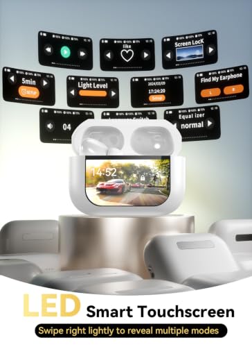 Image of Bucephalus Wireless Earbuds, Bluetooth 5.4 Ear Buds with Smart Touchscreen Case & Noise Cancelling, 48H Playtime, Bass Stereo Sound, Compatible with iPhone /Android, Pad - Pearl White