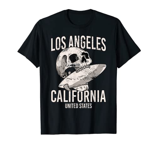 Vintage Los Angeles Beach California CA Retro Surfer Totenkopf T-Shirt