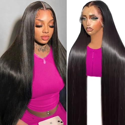 Image of 20 Inch 13x6 Lace Front Wigs Human Hair 200 Density Straight HD Lace Front Human Hair Wig Glueless Wigs Human Hair Pre Plucked Straight Frontal Wig for Women Natural Color