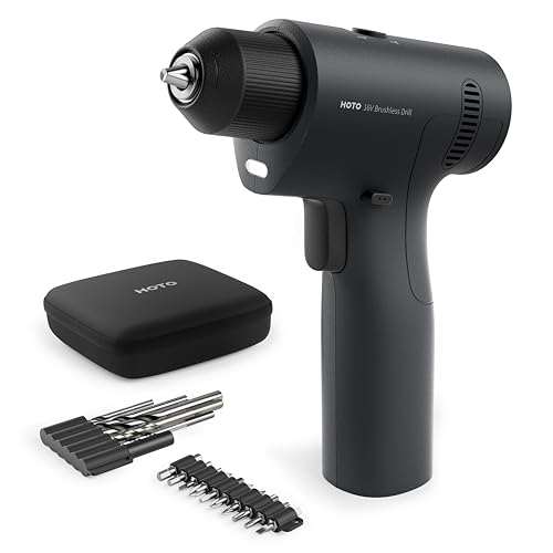 Image of HOTO 16V Brushless Power Drill, 50 N·m High Torque with Smart Display, Auto Mode and LED Light, 10 Bits, 5 Drill Bits, 3/8” Keyless Chuck, Two Working Modes, Perfect for Home Repairs and Projects