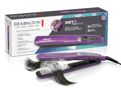 Remington Wet 2 Straight Hair Straightener 1- Inch Flat Iron with Ceramic Tourmaline Plates. 390 F High Heat & Digital Controls Purple