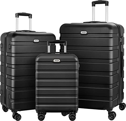 AnyZip Luggage Sets 3 Piece PC ABS Hardside Lightweight Suitcase with 4 Universal Wheels TSA Lock Carry On 20 24 28 Inch Black AnyZip Luggage Sets 3 Piece PC ABS Hardside Lightweight Suitcase with 4 Universal Wheels TSA Lock Carry On 20 24 28 Inch Black