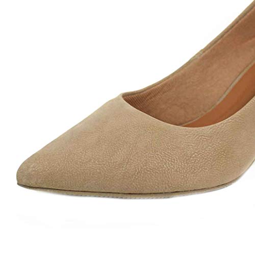 Scarpin Salto Baixo Fino Luiza Sobreira Nobuck Nude Mod. 659