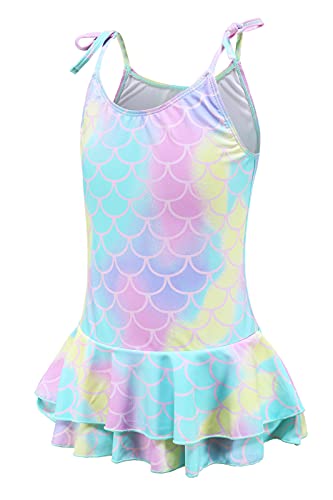 Image of Girls One Piece Swimsuits Halter Ruffled Bathing Suit for Kids Hawaiian Swimwear Leopard Swim Dress 3-16 Years
