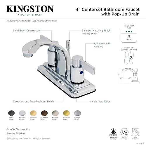 Robinet de salle de bain double manette KB4646NDL avec cartouche céramique