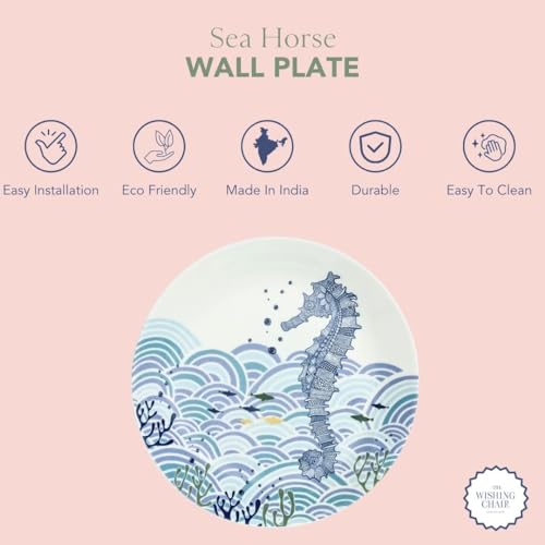 Image of The Wishing Chair | Animal Illustrative Series Wall Plate | Decorative Ceramic Plate | Unique Sea Horse Design | Perfect for Home Decor | Great Gift Idea