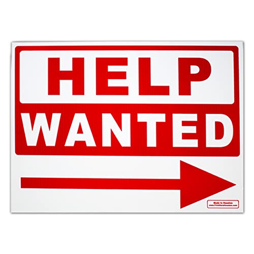 Vibe Ink Large 24" X 18" Red & White Help Wanted Directional Arrow Double Sided Yard Sign Lawn Signage For Office Or Retail Store Metal Stakes Included! #TOP25