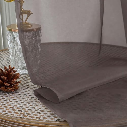 Image of Chocolate Bedroom Curtains 2 Panel Sets 96 Inch Length, 59 Inch Extra Wide Light Filtering Voile Drapes Light Airy Window Drapes for Patio Door Living Room Bedroom Dining, 59Wx96L Inches