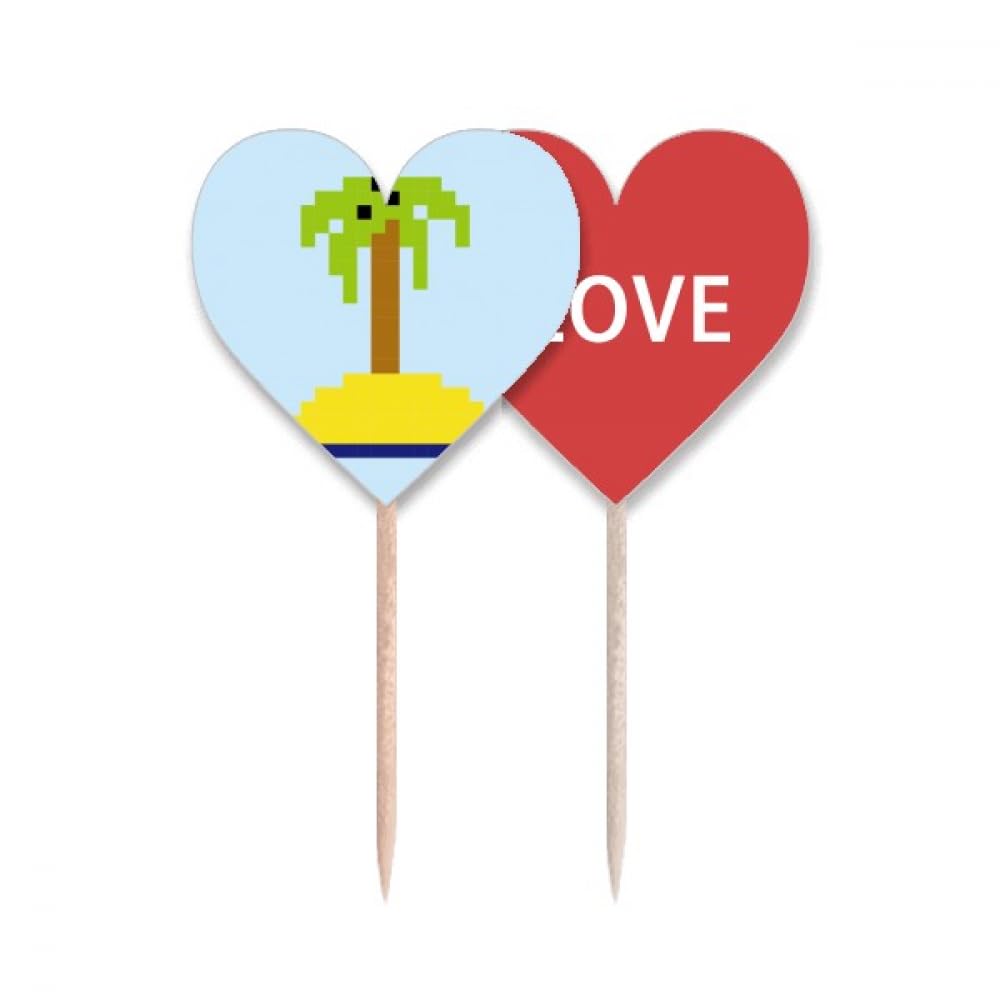 Cure-dents pixel voile d'été Love Heart pour vos buffets et soirées
