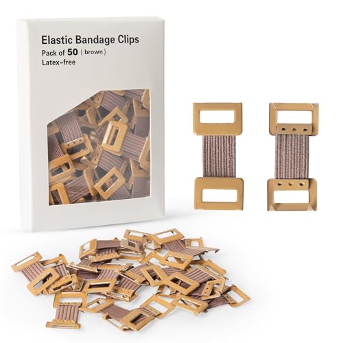 ORIENTOOLS 50-Pack Elastic Bandage Clips, Stretch Bandage Wrap Clips, Durable & Replaceable Metal Clasps for Secure Fastening, Non-Latex, Includes Storage Box, Ideal for Medical and Sports Bandages