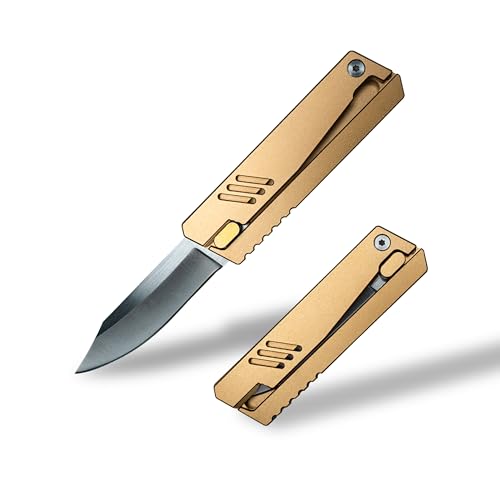 Image of Utility , Folding Knife - 2.9 inch Steel Blade, Outdoor, Hunting, Fishing, Camping Sharp Knife (Gold)