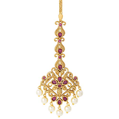 Peora 18K Traditional Matte Gold Finish with Cubic Zirconia Maang Tikka for Women Girls (B07ZRP7KKK) Amazon Price History, Amazon Price Tracker