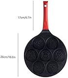 SHOUKAII Pancake Pan Omelet Pan Alloy Frying Pan Breakfast Pot Fried Smiley Face Animal Mold Pancake Omelette Pan Seven-hole Egg Pot frying pan Wok - Image 4