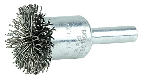 Image of Weiler 10099 1 inch Circular Flared Crimped Wire End Brush, .020 inch Steel Fill, Made in The USA
