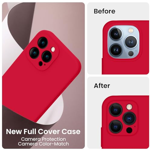 Image of FireNova Designed for iPhone 13 Pro Case, Silicone Upgraded [Camera Protection] Phone Case, Soft Anti-Scratch Microfiber Lining Inside, 6.1 inch, Deep Red