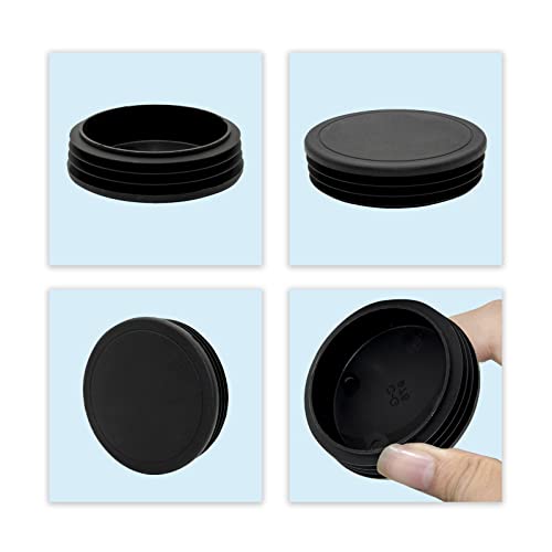 Image of Flyshop 8 Pack Black Plastic Hole Plug Round Tubing End Cap Chair Glide Inserts 63 mm, 2-1 /2 inch