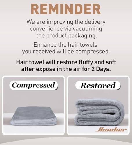 Hicober Microfiber Hair Towel Wrap for Women, Grey Blue Grey, 3-Pack - image 8