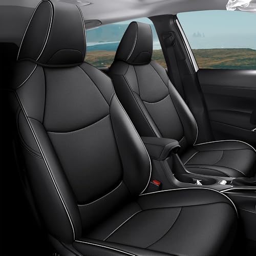 Image of AOMSAZTO Custom Fit for Toyota Corolla Cross Hybrid 2023 2024 2025 Faux Leather Car Seat Covers Full Set Compatible Airbag Corolla Cross Hybrid S,SE,XSE Seat Protector Sedan Black
