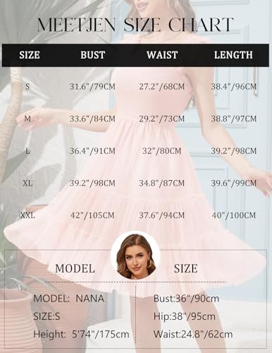 Image of Meetjen Womens Casual Summer Dresses Sleeveless Smocked 2026 Flowy Tulle Ruffle Party Square Neck Tiered Wedding Guest Dress