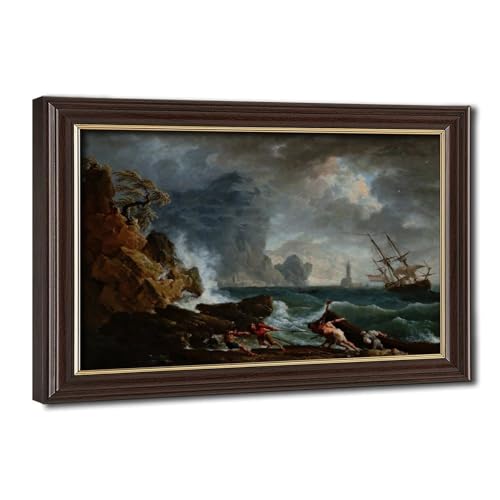 Poster sur toile Claude Vernet port italien orageux tableau WCYB 20x30