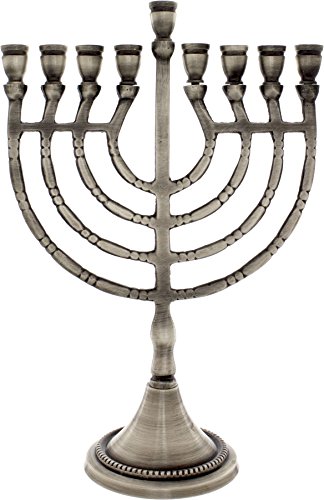 Rimmon Judaica Hanukkah Menorah with 9 Branches, Harp Design, Pewter, 20.5 centimetres