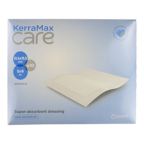 KerraMax Care 5"x6" Super Absorbent Wound Dressing (PRD500-100) â€“ Absorbs Exudate and Isolates it, Preventing Leaks or Drips for Improved Patient Comfort and Wound Care Treatment (Box of 10)