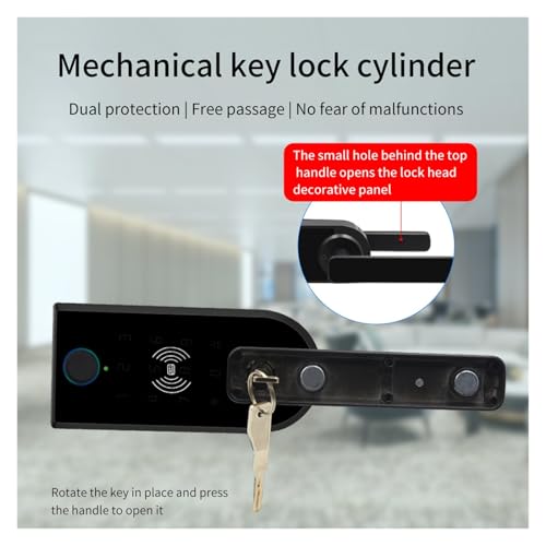 Serrure de porte en verre connectée avec digicode et badge pour bureau
