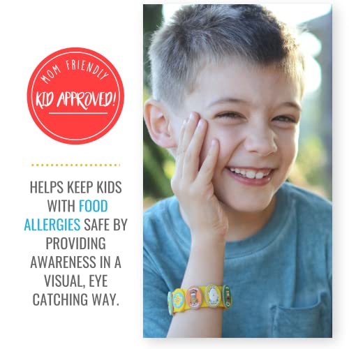 Food Allergy Bracelets For Kids – Bright, Fun Medical Charm Kit: Yellow Silicone Bracelet, Multiple Food Allergy Charms: Peanut, Nut, Dairy, Egg, Wheat & Epi Pen Charm, Medical Alert Bracelet For Kids #TOP1