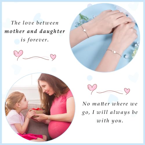 VU100 2/3Pcs Mother Daughter Bracelets Gifts for Mom Daughter Mommy and Me Matching Heart Bracelet for Women Mothers Day Birthday Christmas4