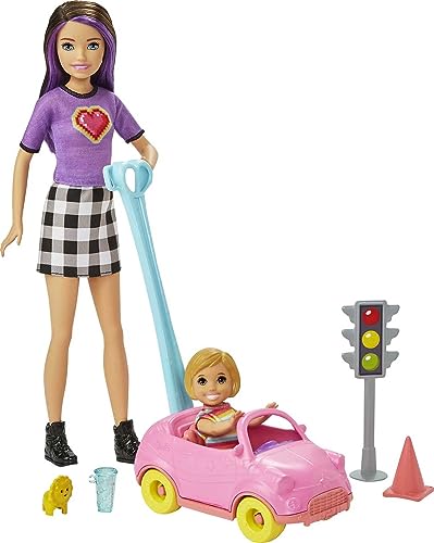 Barbie GRP17 - Skipper Babysitters Inc. Zubehörset mit Kleiner Puppe und Spielzeugauto und Zubehör, für Kinder von 3 bis 7 Jahren