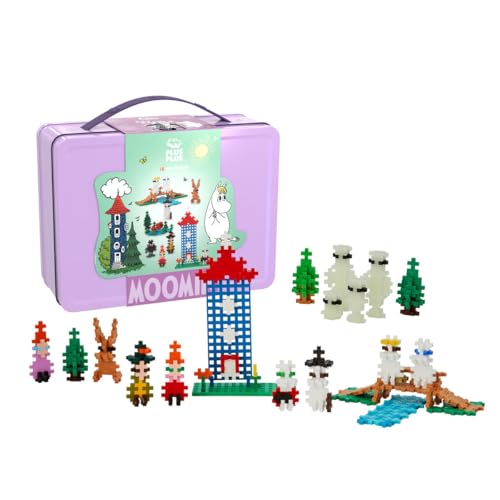 Plus-Plus Moomintal in pratica scatola di metallo viola con manico, 500 pezzi