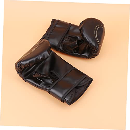 Guantes de PU para entrenamiento de kickboxing negros con ajuste para sparring 2