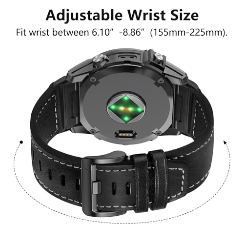 Image of ZPJPPLX 26mm Genuine Leather Quick fit Watch Band Compatible with Garmin Fenix 8 /quatix 51mm /Fenix 7X pro /7X /6X Pro /6X /5X Plus /5X /3 HR /3 /tactix 8 AMOLED-51mm /7 Pro /Enduro 3 2 /Descent Mk3i-51mm /Mk2i