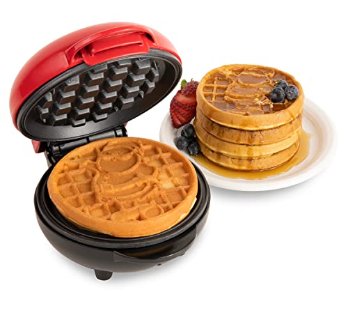 Nostalgia MyMini Personal Electric Santa Waffle Maker, Holiday Themed, 5-Inch Cooking Surface, Hash browns, French Toast, Grilled Cheese, Quesadilla, Brownies, Cookies, Red