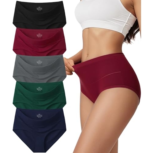 Vevmon Cotton Underwear for Women High Waisted Soft Ladies Panties 5 Pack Vevmon Cotton Underwear for Women High Waisted Soft Ladies Panties 5 Pack